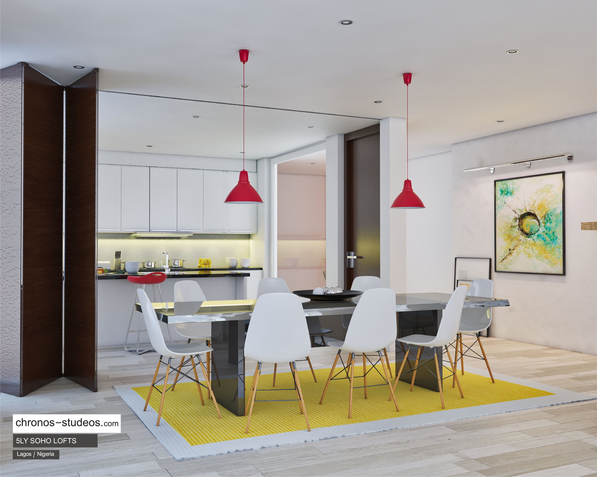 IMAGE: 5LY Soho Loft dining area render by Chronos Studeos