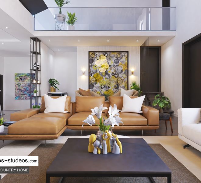 Living room with Painting Modern Contemporary African Home Style Idea