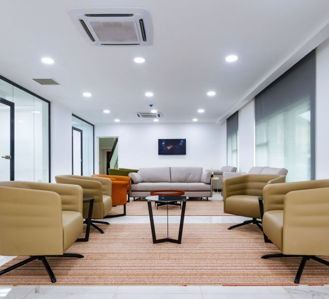 office reception interior design, prudent energy headquarters