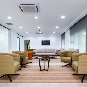 office reception interior design, prudent energy headquarters