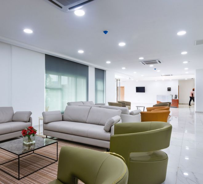 office reception interior design, prudent energy headquarters