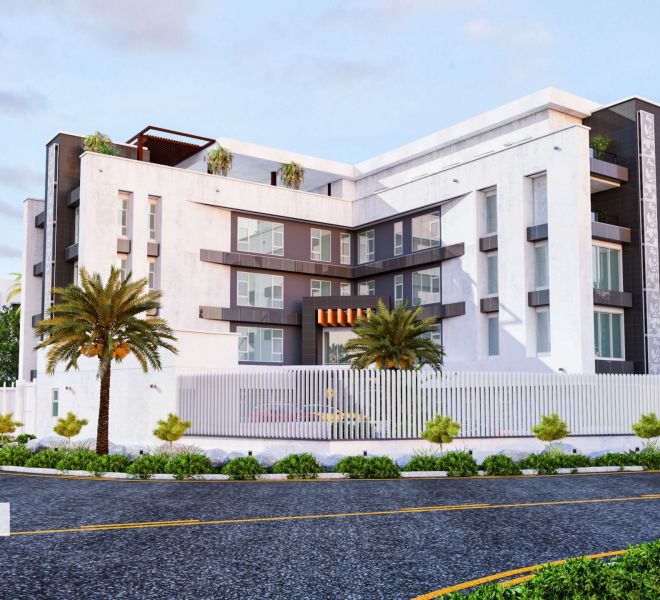 exterior render of prudent energy headquarters