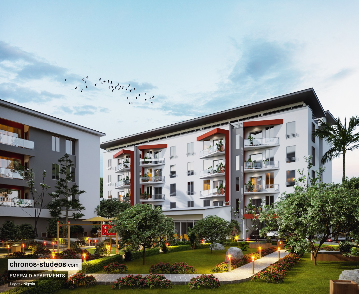 3D rendering Nigeria Chronos Studeos Emerald Apartments, 3D visualization for real estate